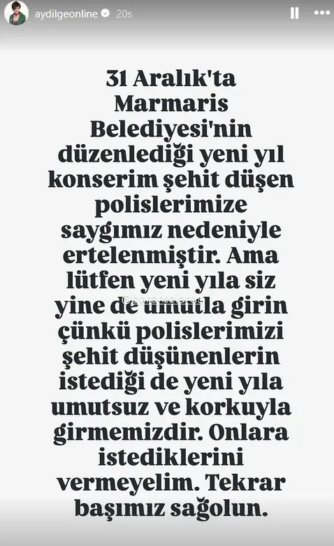 Aydilge şehitlerimiz için Marmaris'teki konserini iptal etti! "Onlara istediklerini vermeyelim"