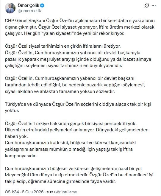 AK Parti’den CHP liderine sert tepki! Özgür Özel iftira üretim merkezi oldu