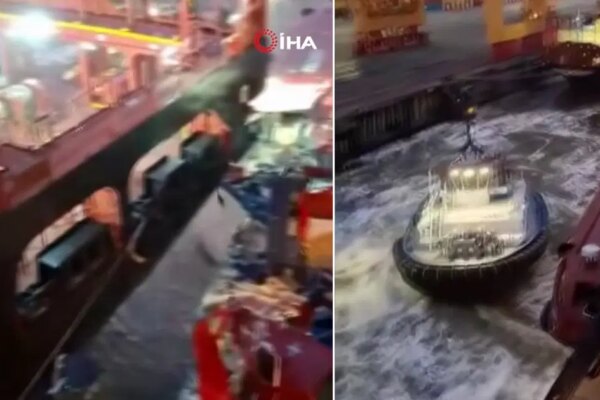 Almanya’da yolcu gemisi yük gemisine çarptı. Facianın eşiğinden dönülen kaza kamerada