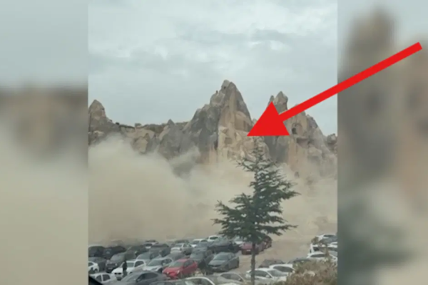 Kapadokya’da peribacası çöktü: Olay yerinden yeni görüntü